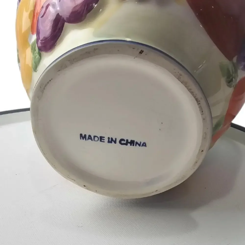 Nonni's Biscotti Fruit Motif Cookie Jar no Lid Replacement Part Hand‎ Painted